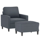 Sofa Chair with Footstool Dark Grey 60 cm Velvet - Side View