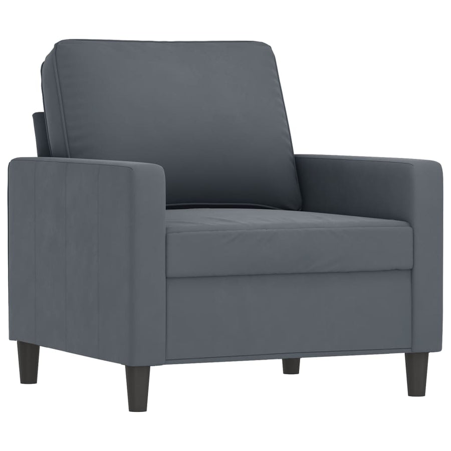 Sofa Chair with Footstool Dark Grey 60 cm Velvet