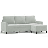 3-Seater Sofa with Footstool Light Grey 180 cm Velvet - Front View