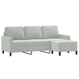 3-Seater Sofa with Footstool Light Grey 180 cm Velvet - Side View