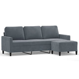 3-Seater Sofa with Footstool Dark Grey 180 cm Velvet - Front View