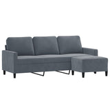 3-Seater Sofa with Footstool Dark Grey 180 cm Velvet
