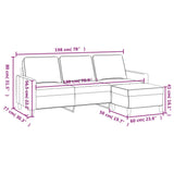3-Seater Sofa with Footstool Dark Grey 180 cm Velvet - Close-Up Angle