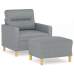 Sofa Chair with Footstool Light Grey 60 cm Fabric
