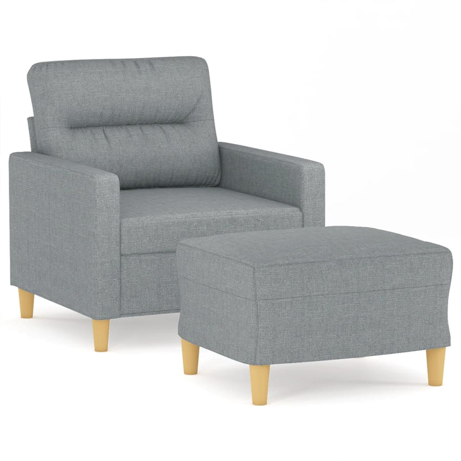 Sofa Chair with Footstool Light Grey 60 cm Fabric
