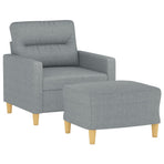 Sofa Chair with Footstool Light Grey 60 cm Fabric