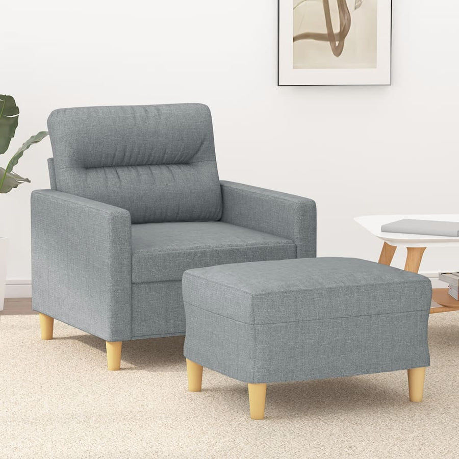 Sofa Chair with Footstool Light Grey 60 cm Fabric