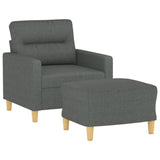 Sofa Chair with Footstool Dark Grey 60 cm Fabric