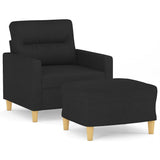 Sofa Chair with Footstool Black 60 cm Fabric - Front View