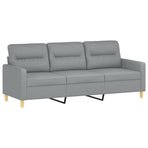 3-Seater Sofa with Footstool Light Grey 180 cm Fabric