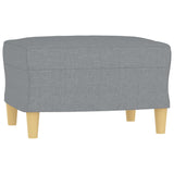 3-Seater Sofa with Footstool Light Grey 180 cm Fabric - 45-Degree Angle