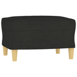 3-Seater Sofa with Footstool Black 180 cm Fabric - 45-Degree Angle