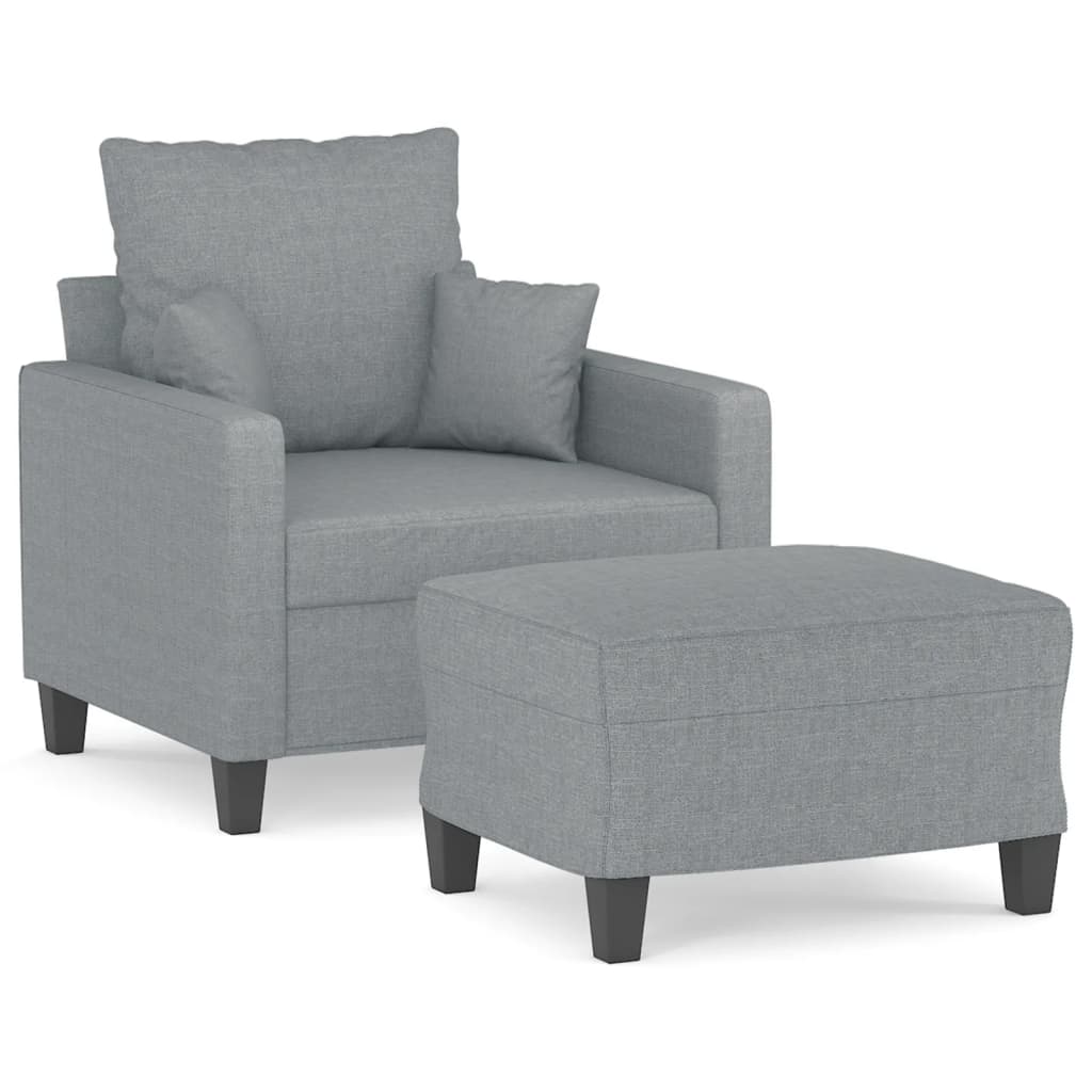 Sofa Chair with Footstool Light Grey 60 cm Fabric