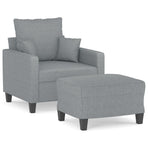 Sofa Chair with Footstool Light Grey 60 cm Fabric