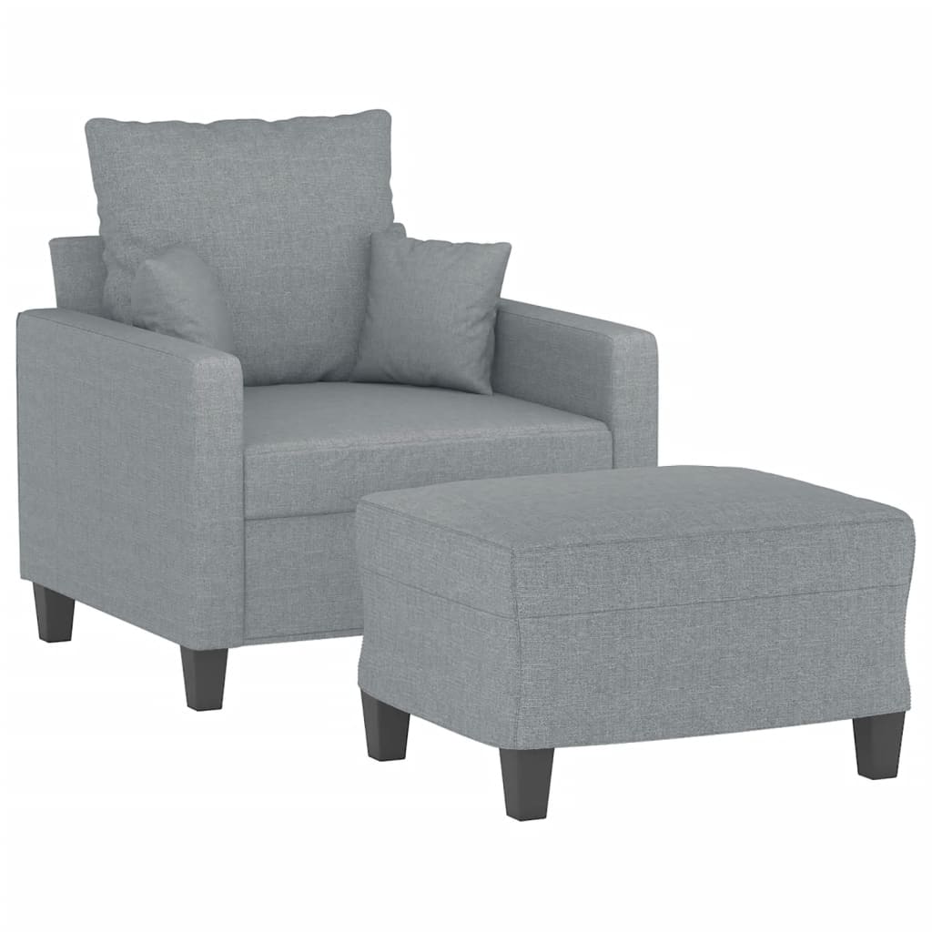Sofa Chair with Footstool Light Grey 60 cm Fabric