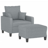 Sofa Chair with Footstool Light Grey 60 cm Fabric