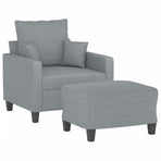 Sofa Chair with Footstool Light Grey 60 cm Fabric