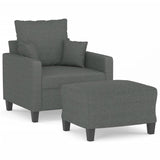 Sofa Chair with Footstool Dark Grey 60 cm Fabric - Front View