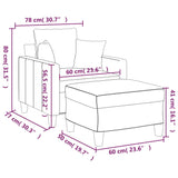 Sofa Chair with Footstool Dark Grey 60 cm Fabric - Close-Up Angle