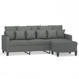 3-Seater Sofa with Footstool Dark Grey 180 cm Fabric - Front View