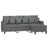 3-Seater Sofa with Footstool Dark Grey 180 cm Fabric
