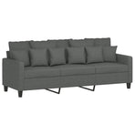 3-Seater Sofa with Footstool Dark Grey 180 cm Fabric