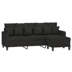 3-Seater Sofa with Footstool Black 180 cm Fabric