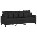 3-Seater Sofa with Footstool Black 180 cm Fabric - Top-Down View