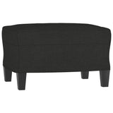 3-Seater Sofa with Footstool Black 180 cm Fabric - 45-Degree Angle