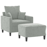 Sofa Chair with Footstool Light Grey 60 cm Velvet - Side View