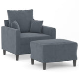 Sofa Chair with Footstool Dark Grey 60 cm Velvet - Front View