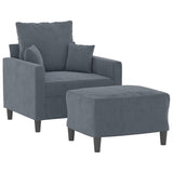 Sofa Chair with Footstool Dark Grey 60 cm Velvet - Side View