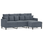 3-Seater Sofa with Footstool Dark Grey 180 cm Velvet