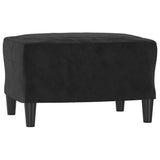 3-Seater Sofa with Footstool Black 180 cm Velvet - 45-Degree Angle