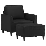 Sofa Chair with Footstool Black 60 cm Faux Leather - Side View