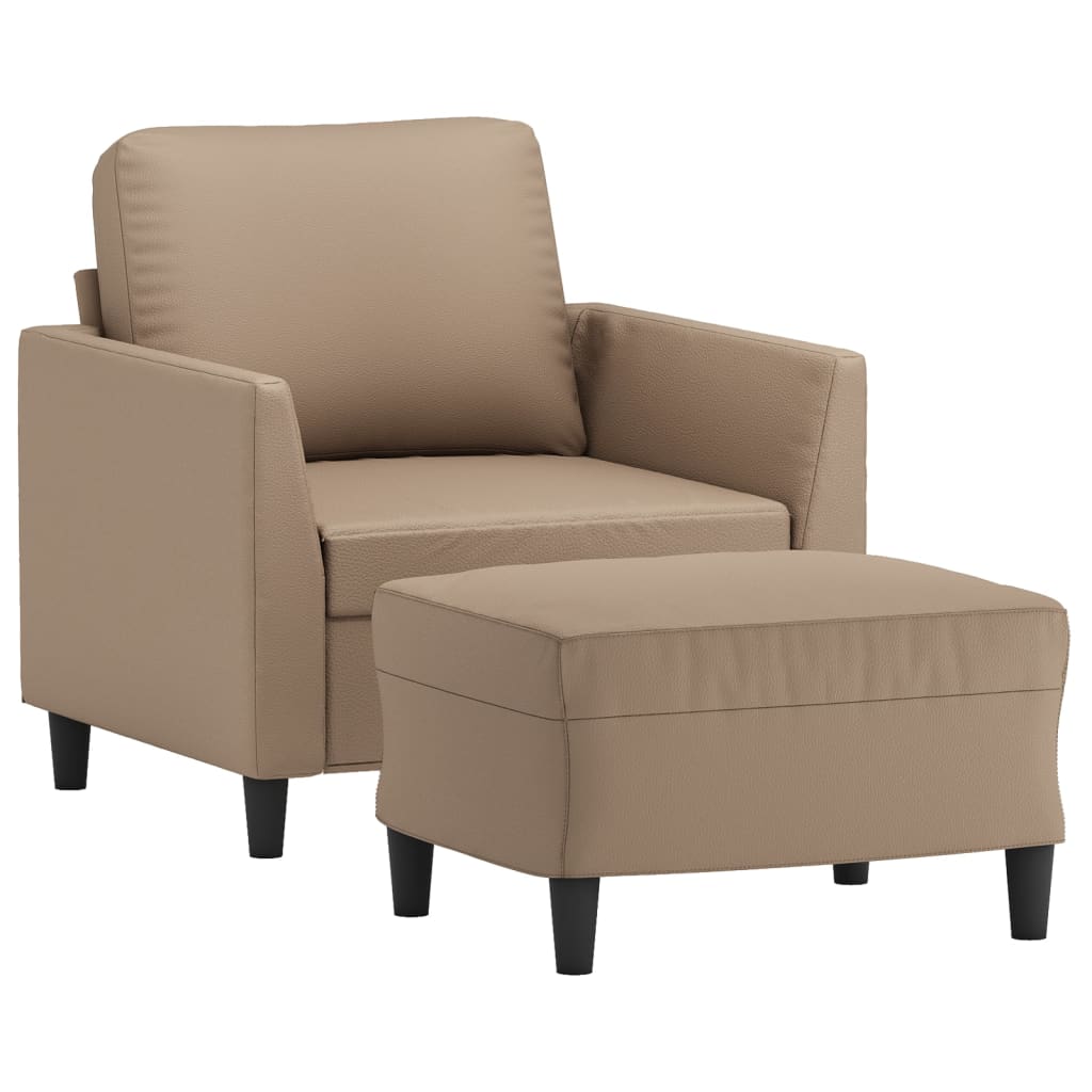 Sofa Chair with Footstool Cappuccino 60 cm Faux Leather