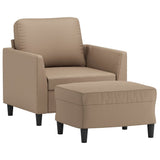 Sofa Chair with Footstool Cappuccino 60 cm Faux Leather - Side View