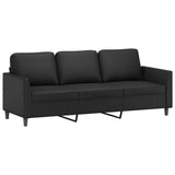3-Seater Sofa with Footstool Black 180 cm Faux Leather - Top-Down View