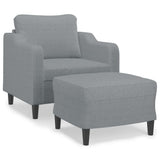 Sofa Chair with Footstool Light Grey 60 cm Fabric