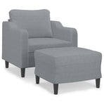 Sofa Chair with Footstool Light Grey 60 cm Fabric