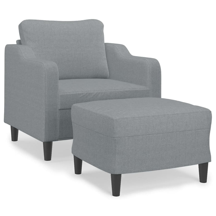 Sofa Chair with Footstool Light Grey 60 cm Fabric