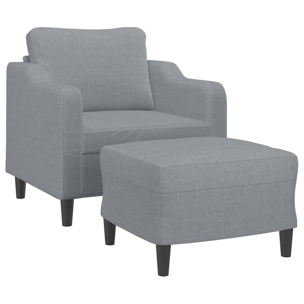 Sofa Chair with Footstool Light Grey 60 cm Fabric