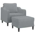 Sofa Chair with Footstool Light Grey 60 cm Fabric
