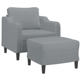 Sofa Chair with Footstool Light Grey 60 cm Fabric - Side View