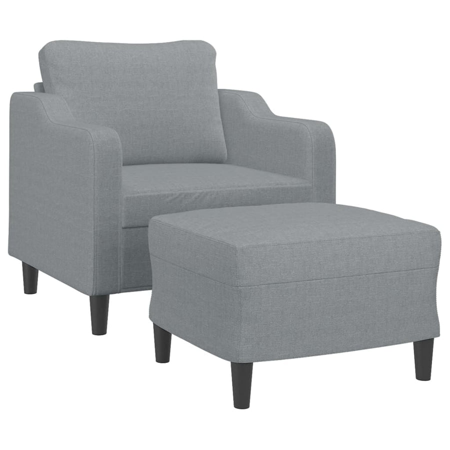 Sofa Chair with Footstool Light Grey 60 cm Fabric