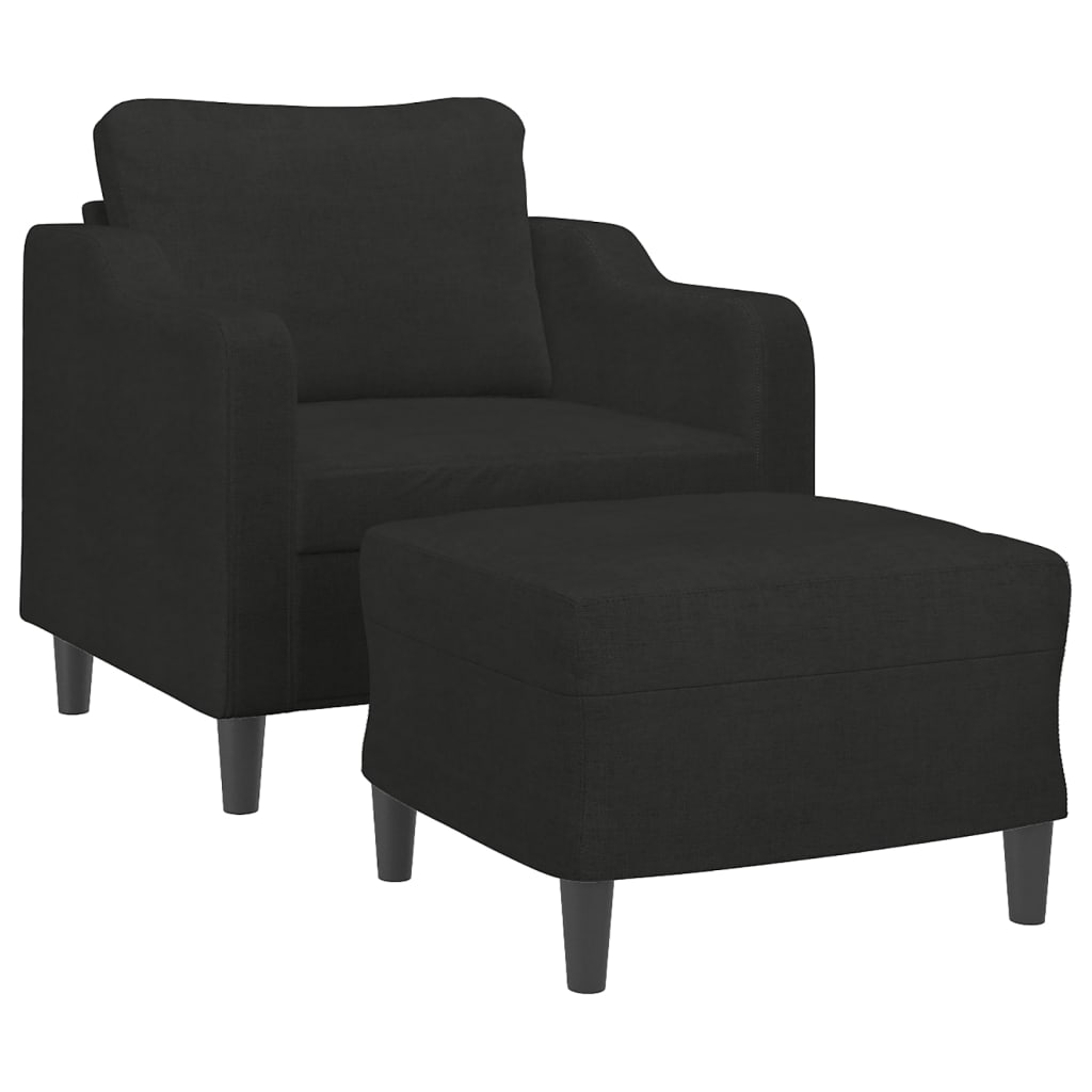 Sofa Chair with Footstool Black 60 cm Fabric