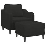 Sofa Chair with Footstool Black 60 cm Fabric - Side View