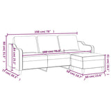 3-Seater Sofa with Footstool Light Grey 180 cm Fabric - Close-Up Angle