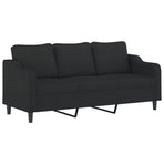 3-Seater Sofa with Footstool Black 180 cm Fabric