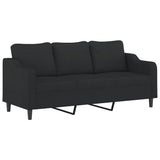 3-Seater Sofa with Footstool Black 180 cm Fabric - Top-Down View